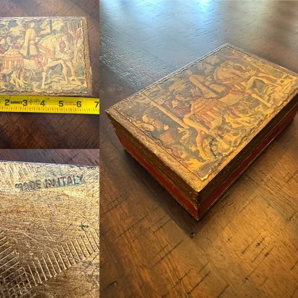 Vintage Italy Florentine Box Medieval Scene English cottage Old world Heritage